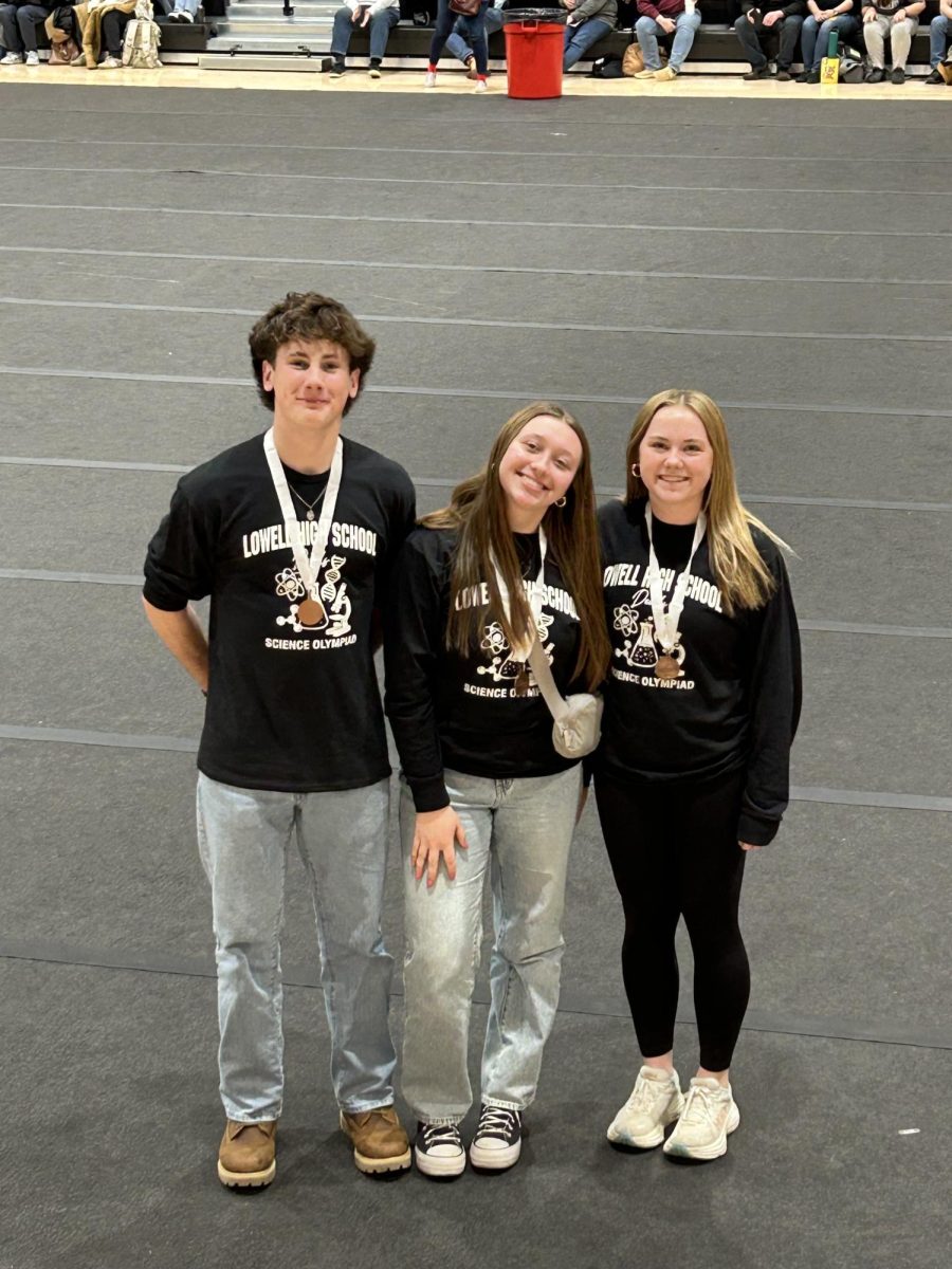 Science Olympiad competitors Joshua
Hejnowski, Madison Evancho, and Josie Laub.