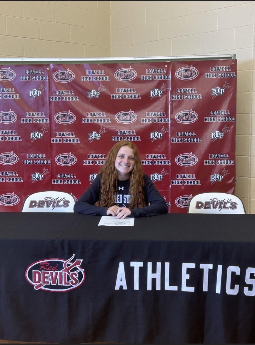 Brooke moments before officially signing with Alfred State College.