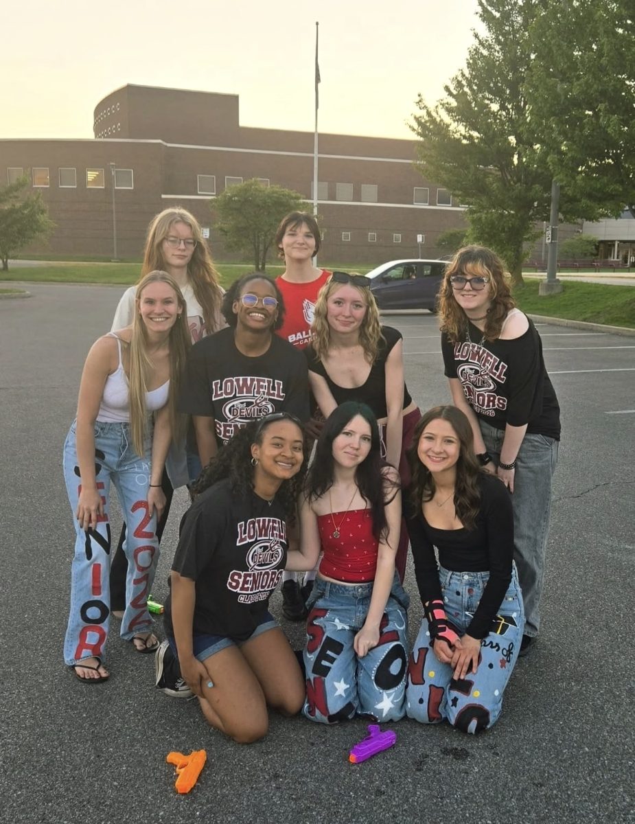 A group of seniors enjoys the Senior Sunset, the last senior event before graduation.